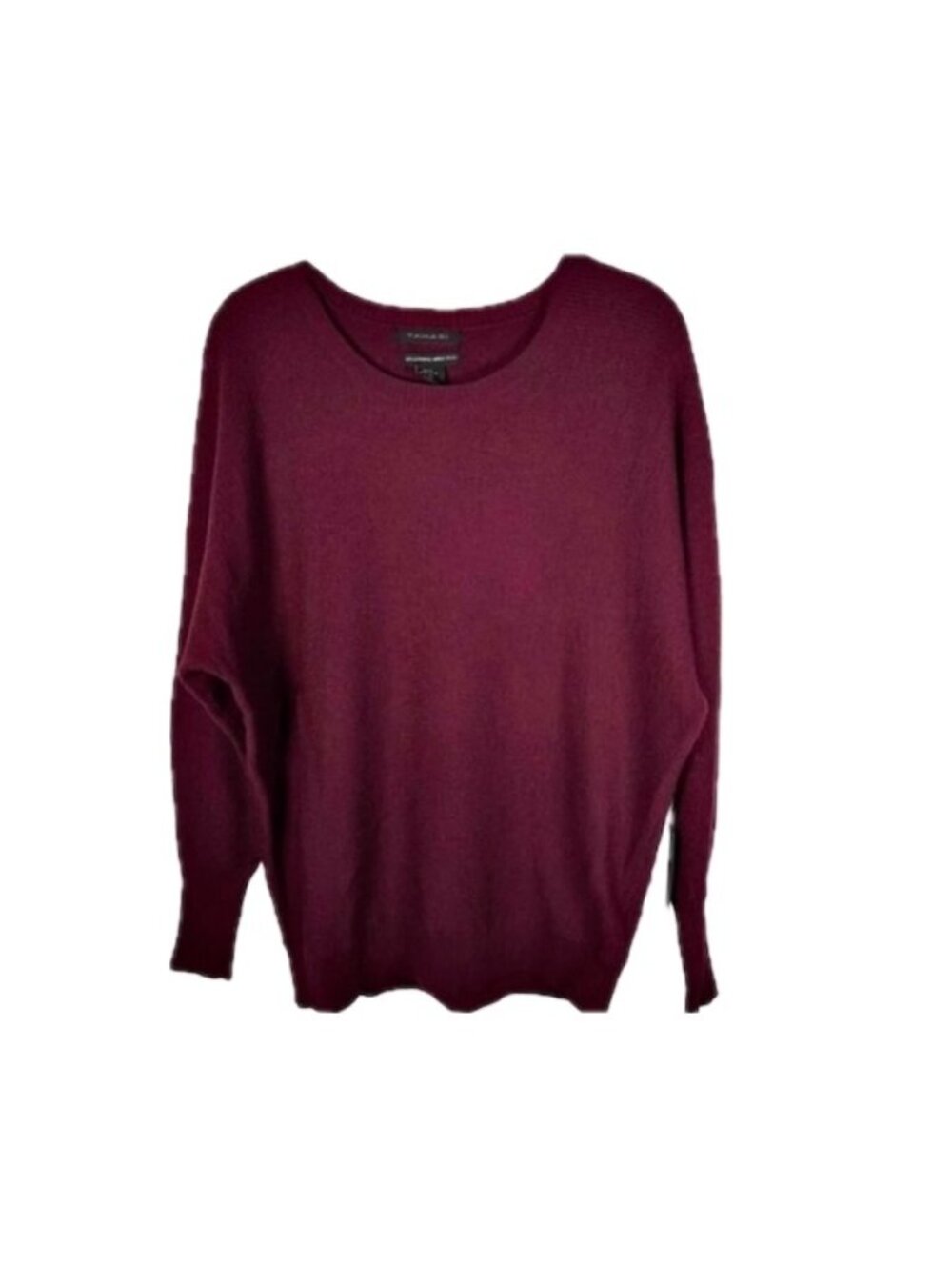 Tahari Women's XS Merino Wool Jewel Neck Sweater in Maroon